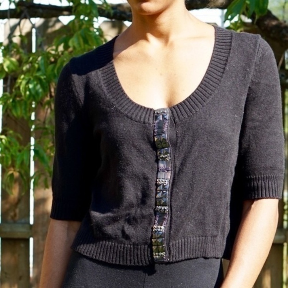 GAP Jeweled Front Cropped Cardigan‎